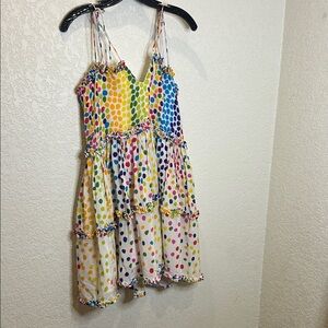 Vibrant Polka Dot Tiered Dress